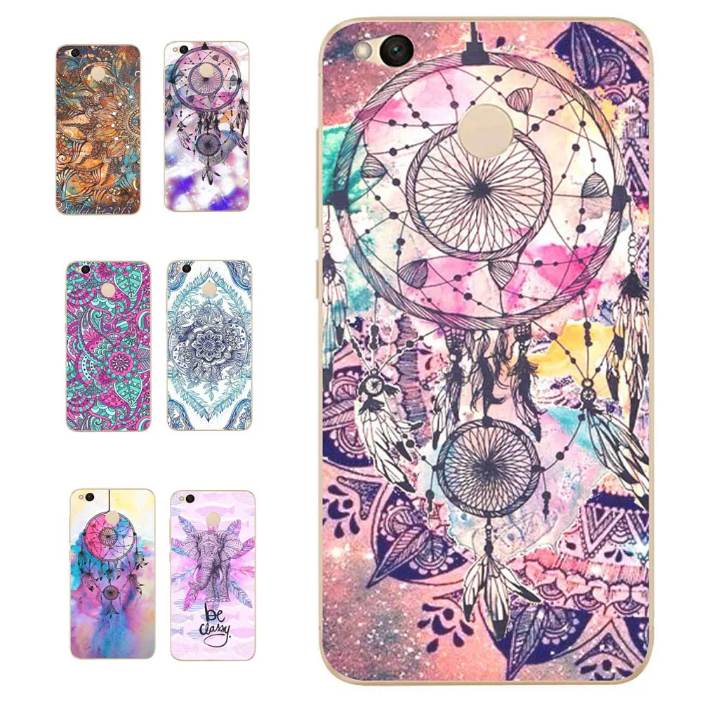 MLCRIYG Soft Phone Case For Xiaomi Redmi 4X TPU Coloful Mandala Flower Matte Cover Painted Design Fundas B096 |