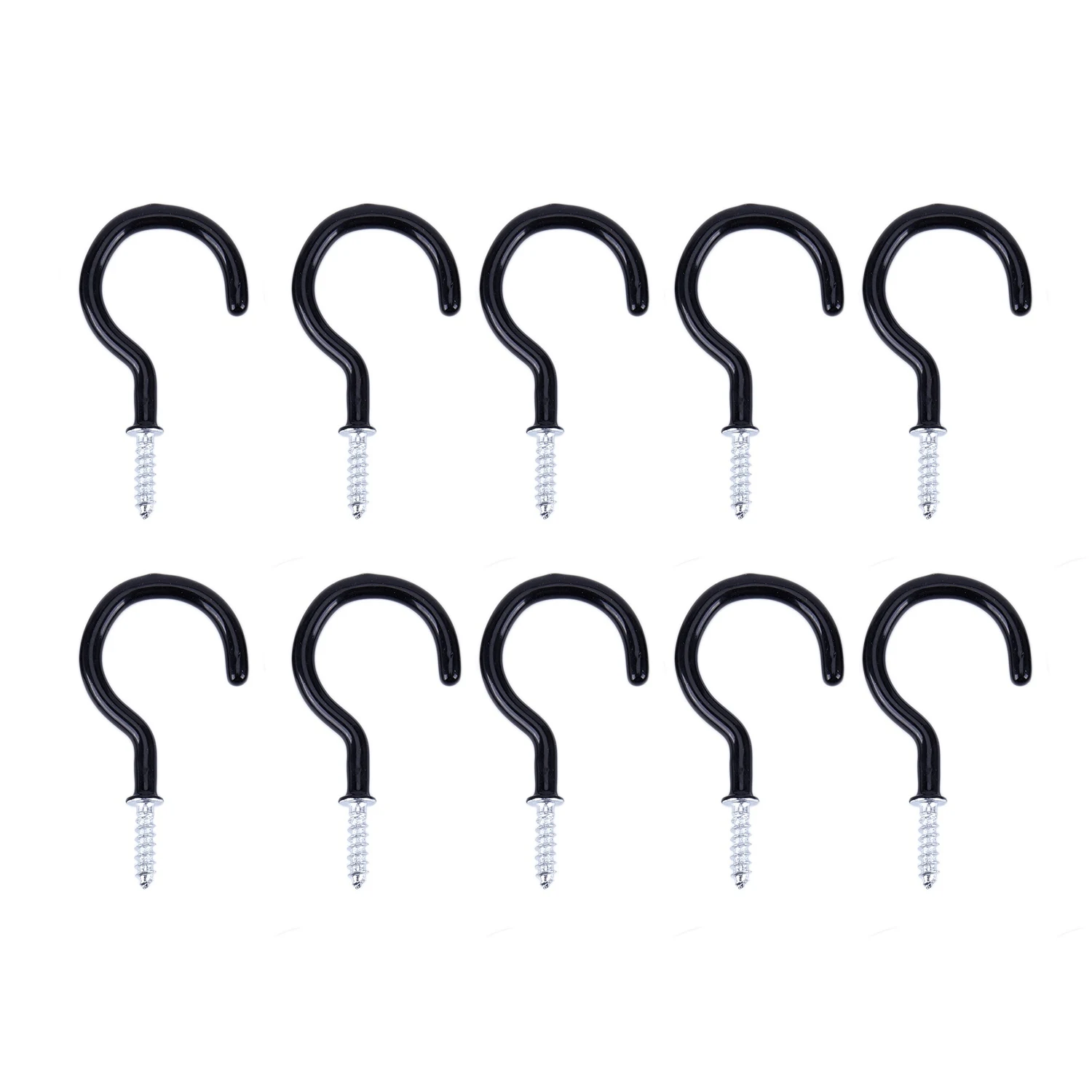 

2.7" Cup Mug Hooks Shouldered stainless steel Screw-in plastic coated Hanging silver black 10pcs