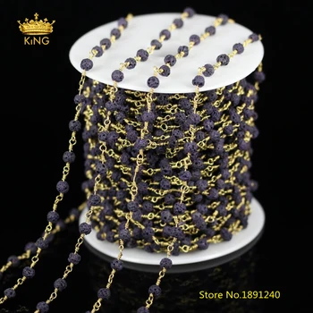 

Round Shape Purple Lava Chains Rosary Bracelets,5mm,Wire Wrapped Plated Brass Neckalce Findings Jewelry Chains,5 Meters,ZJ-81