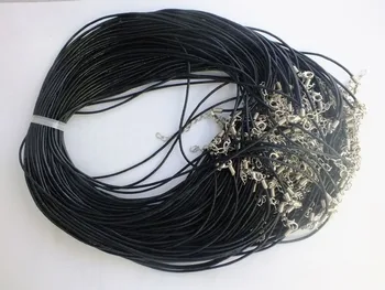 

200piece 1.5mm Black Round genuine leather cord necklace for pendant LK-2541