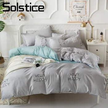 

Solstice Home Textile Gray Nordic Style Bedding Set Child Adult Boy Girl Bed Linen Duvet Cover Pillowcase Flat Sheets Bedclothes