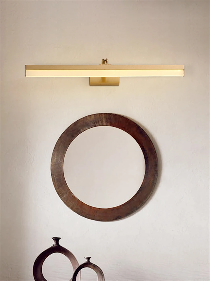 New Chinese Copper Long Wall Lamps Kitchen Mirror Headlight Sleek Cabinet Sconce Lights Luxury Bathroom Home Deco Fixtures | Лампы и