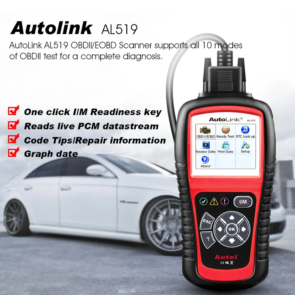 autel AL519 OBD2 сканер автомобильный диагностический инструмент Автоссылка AL519 OBD ll сканирующий инструмент код считыватель EOBD диагностический инструмент сканер