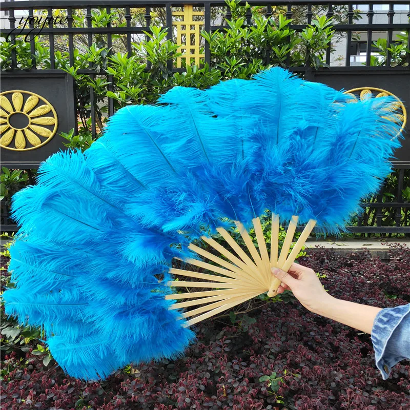Tanie YOYUE 15 kości strusie pióra Fan impreza z okazji halloween uroczystość ślubu pokaz taneczny brzucha DIY dekoracyjne różowe pióra wentylator