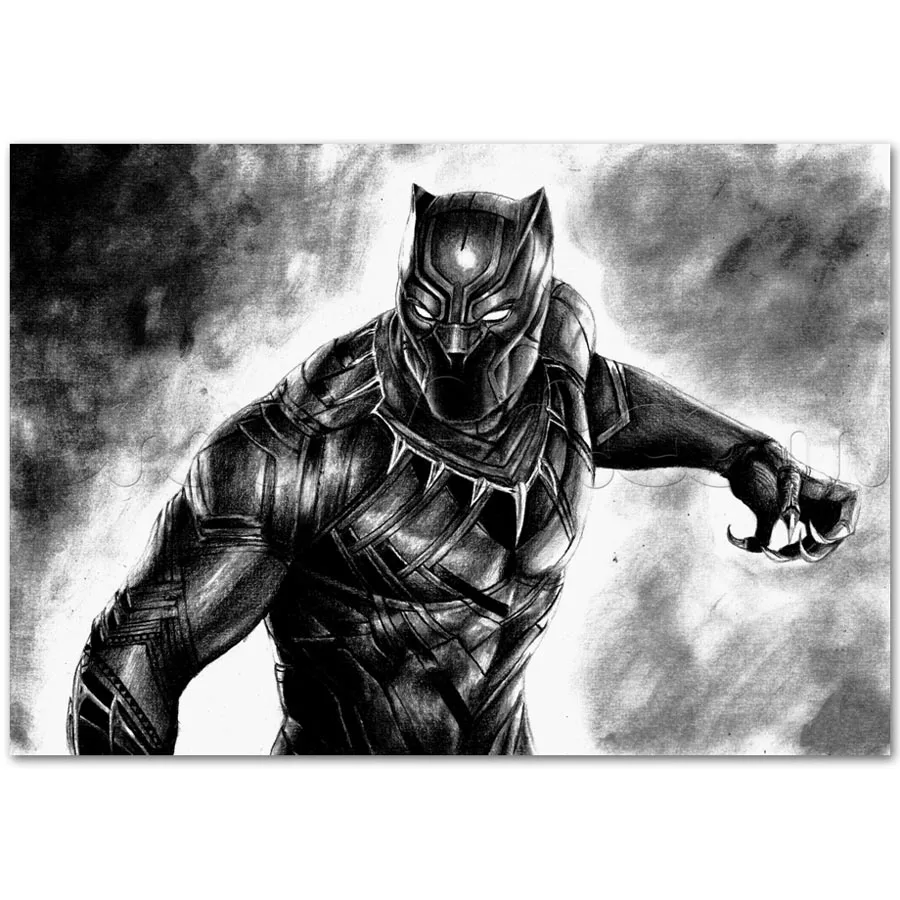 A685 Black Panther 2018 Marvel NEW Movie Top A4 Art Silk Poster Light Canvas Painting Print Home