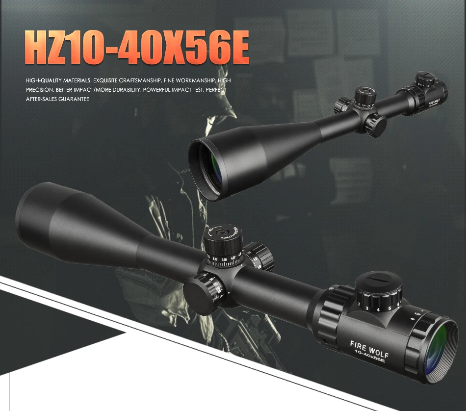 Vermelho e Verde Vista para Escopos Fogo Lobo Caça Escopos Roda Lateral Paralaxe Ajuste Óptica Riflescope Ponto Militares 10-40x56e 2 Lunetas Riflescopes