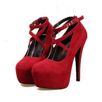 

Spring And Autumn Nice. The New Cross Buckle High Heels Shoes Waterproof Shoes Large Yards Fashion Women Shoes A112