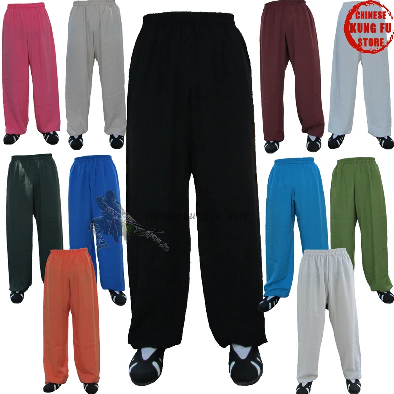 Online Anpassen 25 Farben Leinen Tai Chi Kung fu kampfkunst Hosen Wushu Flügel Chun Hosen