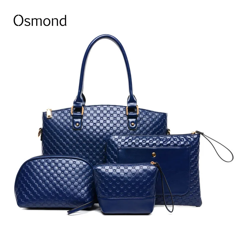 Osmond women Leather font b handbag b font 4 font b sets b font vintage Check