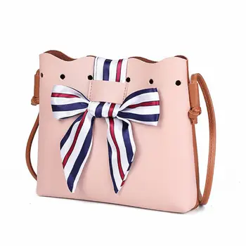 

2020 Fashion Women Bowknot Cute Bags Bucket Leather Shoulder Sling Bag Drawstring Handbag Ladies Crossbody Bags for Women
