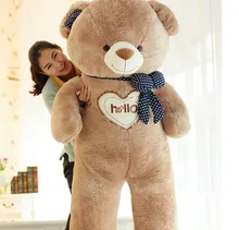 huge new plush “hello” teddy bear toy big fat brown colour bow teddy bear doll gift about 150cm