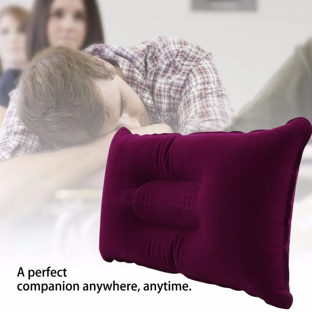 

OUTAD Outdoor Portable Folding Air Inflatable Pillow Double Sided Flocking Cushion for Travel Plane Sleeping Inflatable Pillow