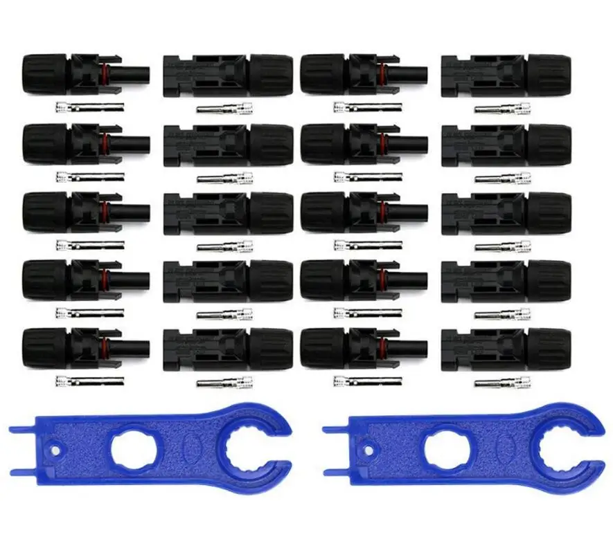 

10pairs xMC4 Connector + 1pair Spanner male female 30A Cable Plug MC4 Connector Solar Panel branch series Connect solar system