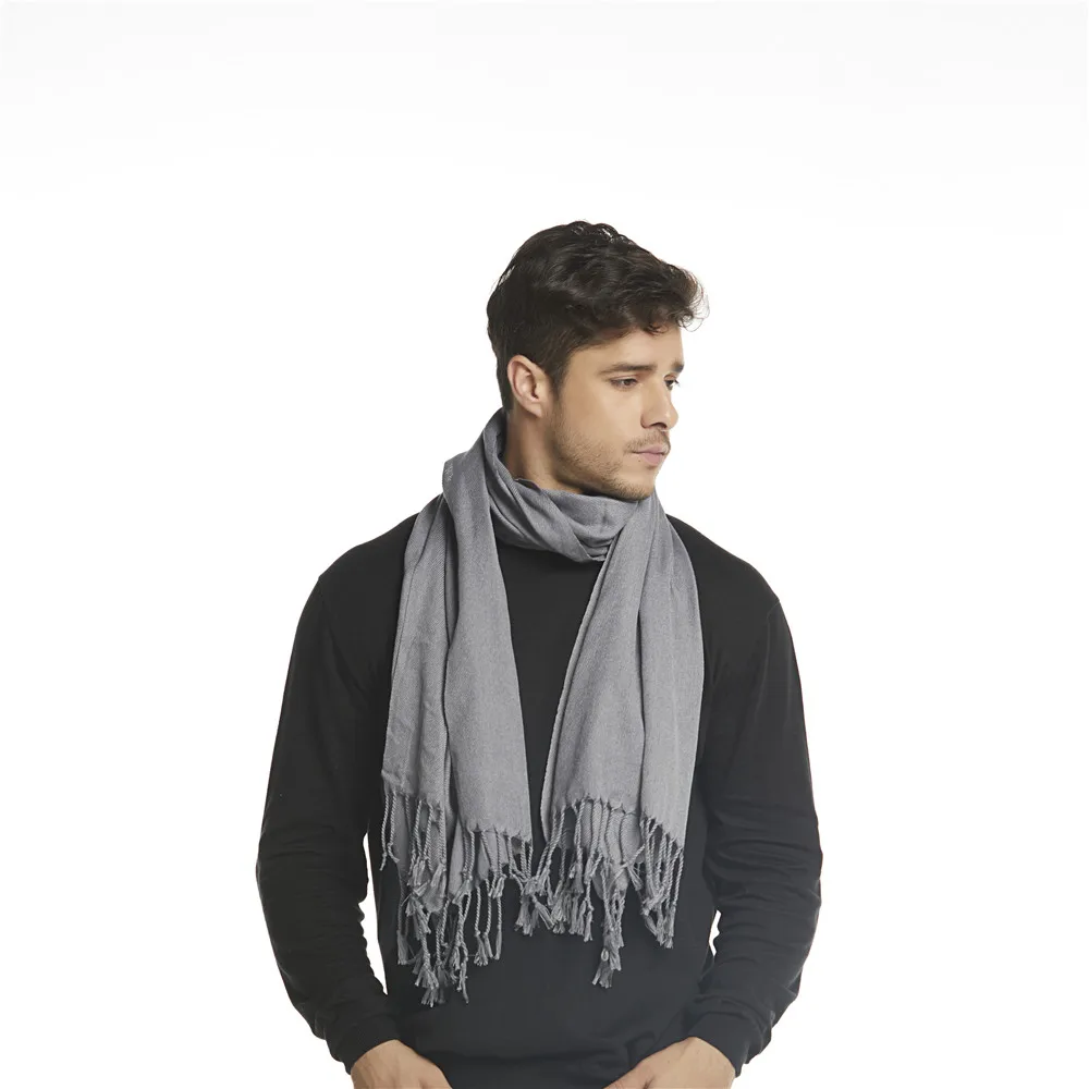 best scarves for men Jinjin.QC Men Solid Scarf Gray Scarves With Fringe Mens Tassel Scarfs Echarpe Foulard Bufandas Invierno Mujer 2019 Hijab Scarf wool scarf mens