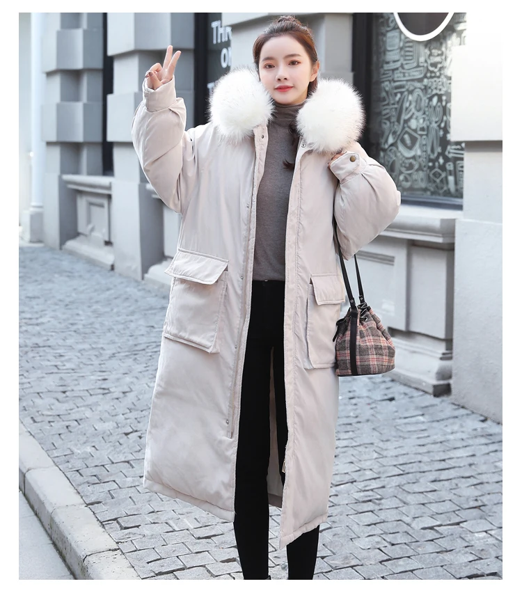 AYUNSUE Parkas Mujer Long Winter Jacket Women Coat Korean Parka Fur Collar Large Size warm padded womens jackets KJ2471