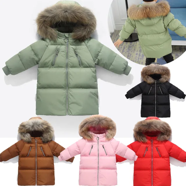 High quality children's down jacket Warm Plush collar down jacket