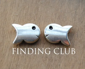 

50 pcs 2 Colors Lovely Fish Spacer Beads Charms 12x10mm Fit Jewelry Making A44/A150