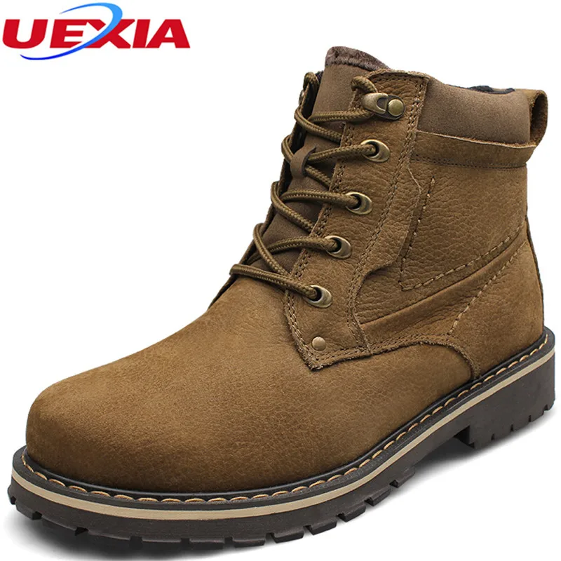 

Super Plush Size37-52 Unisex Snow Boots Men Russian Style Winter Super Warm Plush Fur Cow Leather Outdoor Sport Lovers Shoes Men