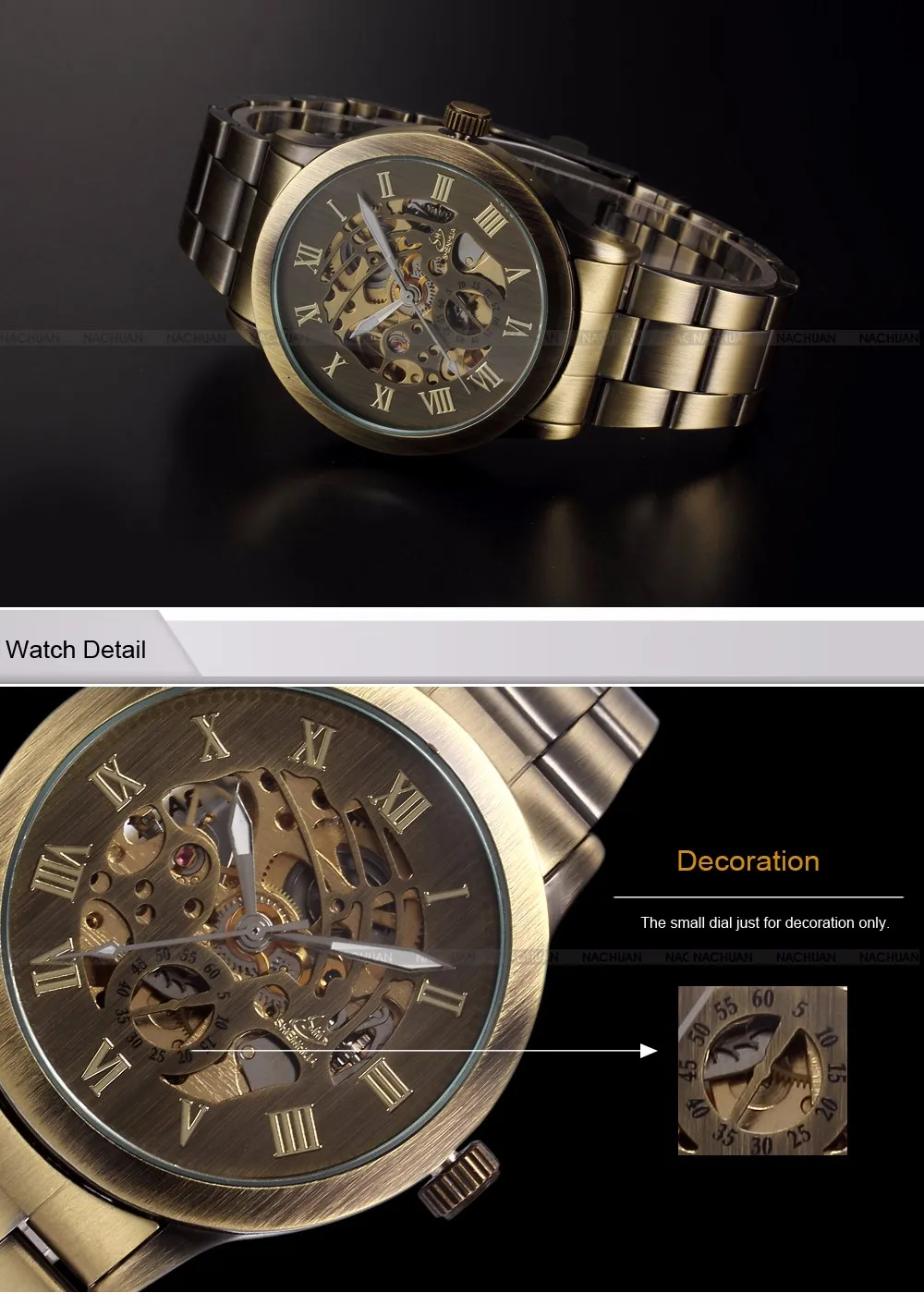 New Steampunk Watches Men Vintage Bronze Automatic Mechanical Skeleton Wrist Watches Men's Mechanical Watch Relogio Masculino