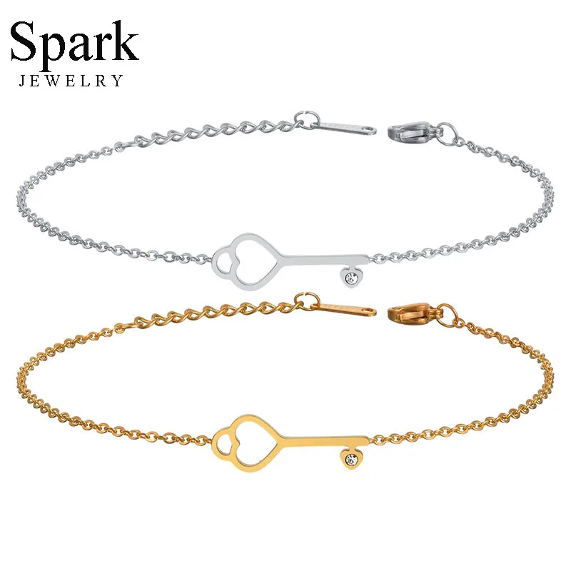 Spark брелок из нержавеющей стали браслет с подвеской простое Открытое сердце
