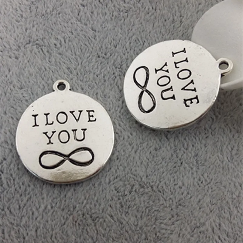 High Quality 5 pcs/lot Antique Silver Plated Lettering I Love You ...