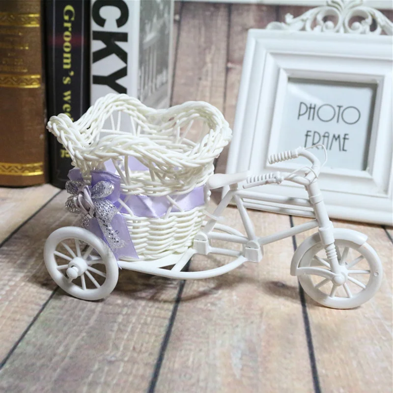 

Garden Rattan Tricycle Bike Basket Vase Wedding Party Office Table Storage Home Decoration Flower Decor Tools Bedroom Vases