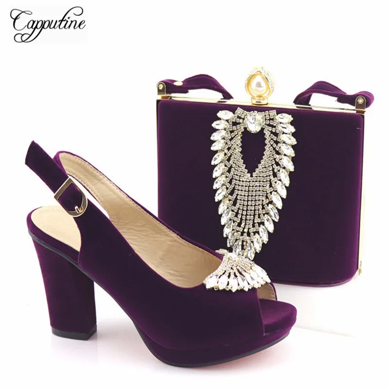 

2019 Hot Sale Summer Woman Shoes And Bags Set African Style High Heels Shoes And Bag Set For Party Size 38-42 On Sale TX-682