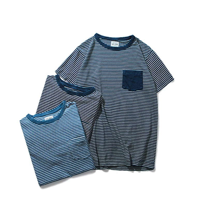 レトロクラシック船員縞模様のtシャツ男性環境マニュアル藍染色ブルー半袖tシャツのための男性有名なブランド T Shirt For Men Brand T Shirtt Shirt Brand Aliexpress