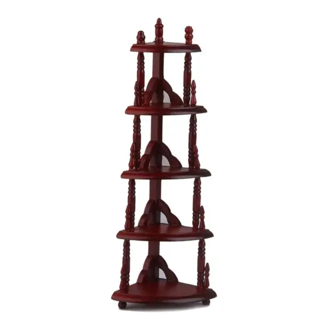 Wooden Corner Shelf Part - 45: 1:12 Dollhouse Wooden Corner Etagere Shelf 5-level Display Corner Shelf