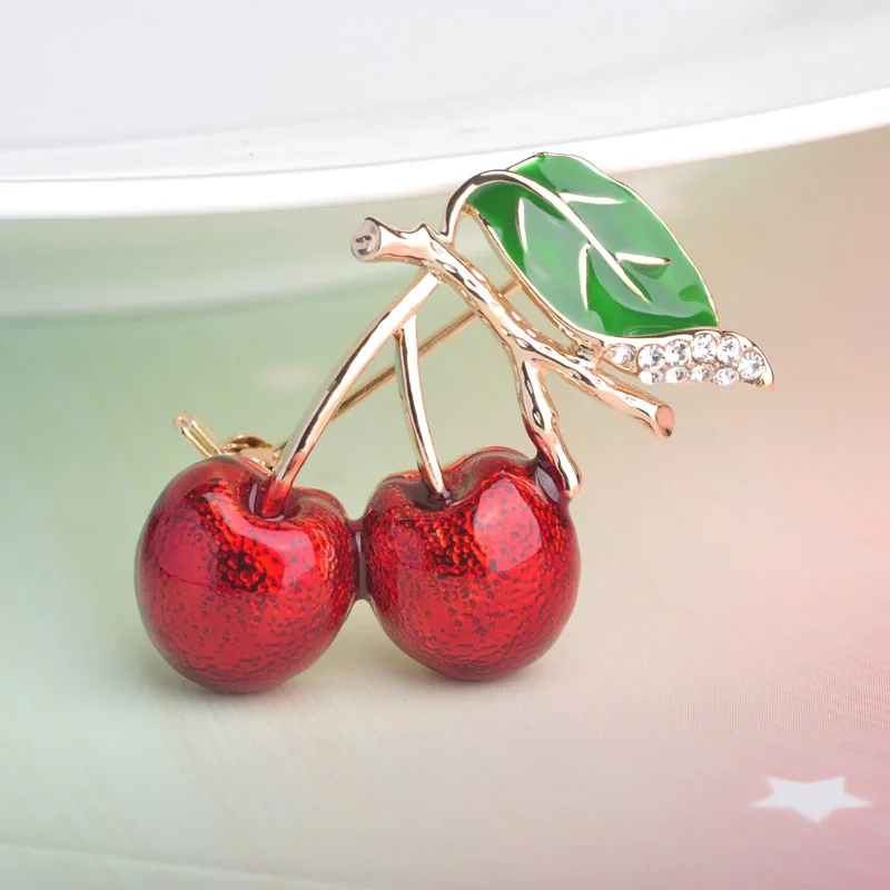 Blucome красные эмалированные Броши для женщин и детей Вишня брошь ...