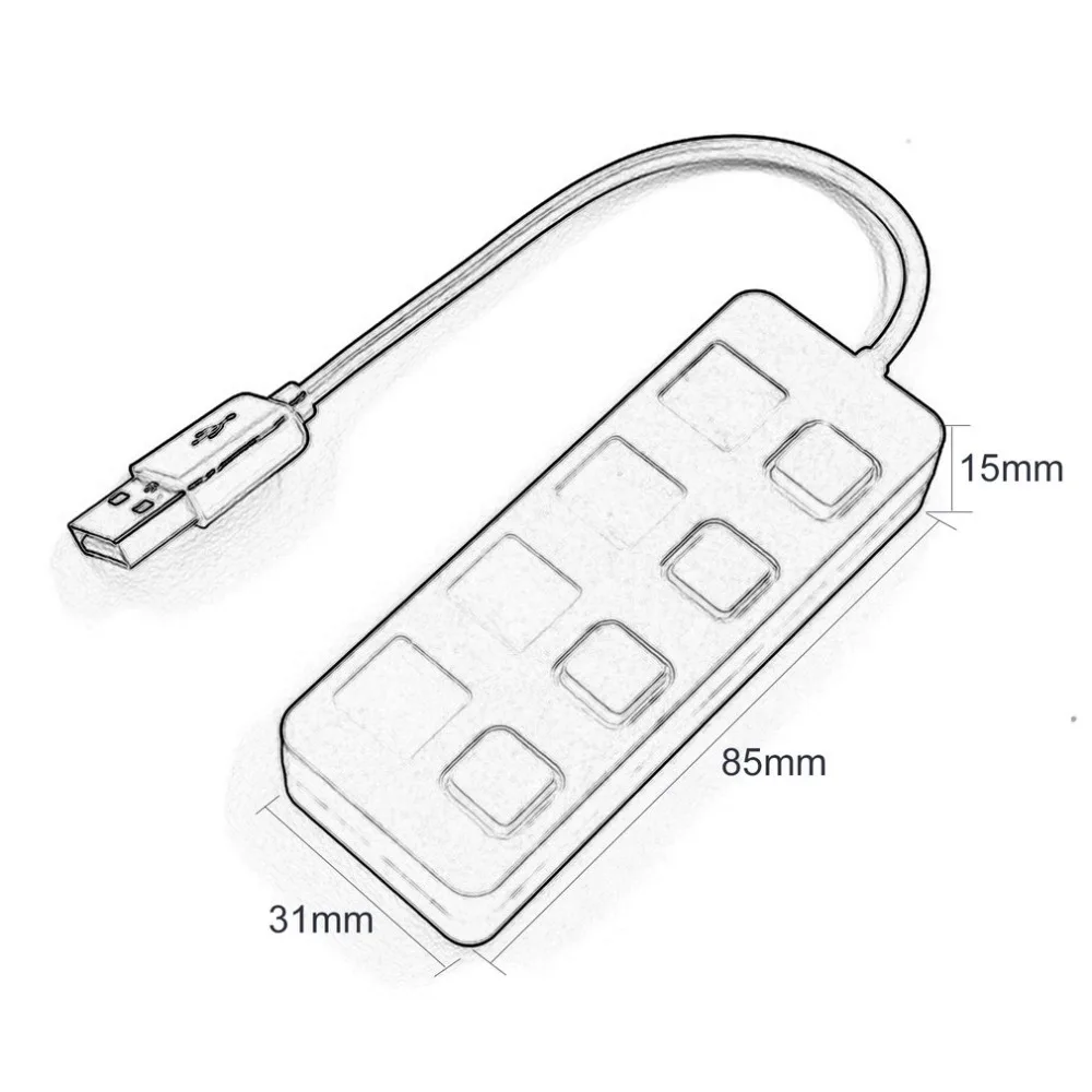 4 порта USB 2,0 концентратор с автономным переключателем вкл/выкл тонкий компактный USB хаб расширения/сплиттер для U-disk Card Reader