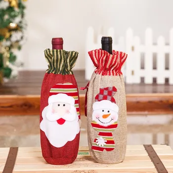 

Cup Cover Packing Wrap Bottle Tote Christmas Gift Cover Snowman Pattern Bag Portable Package Festival Innovative Tableware 2pcs