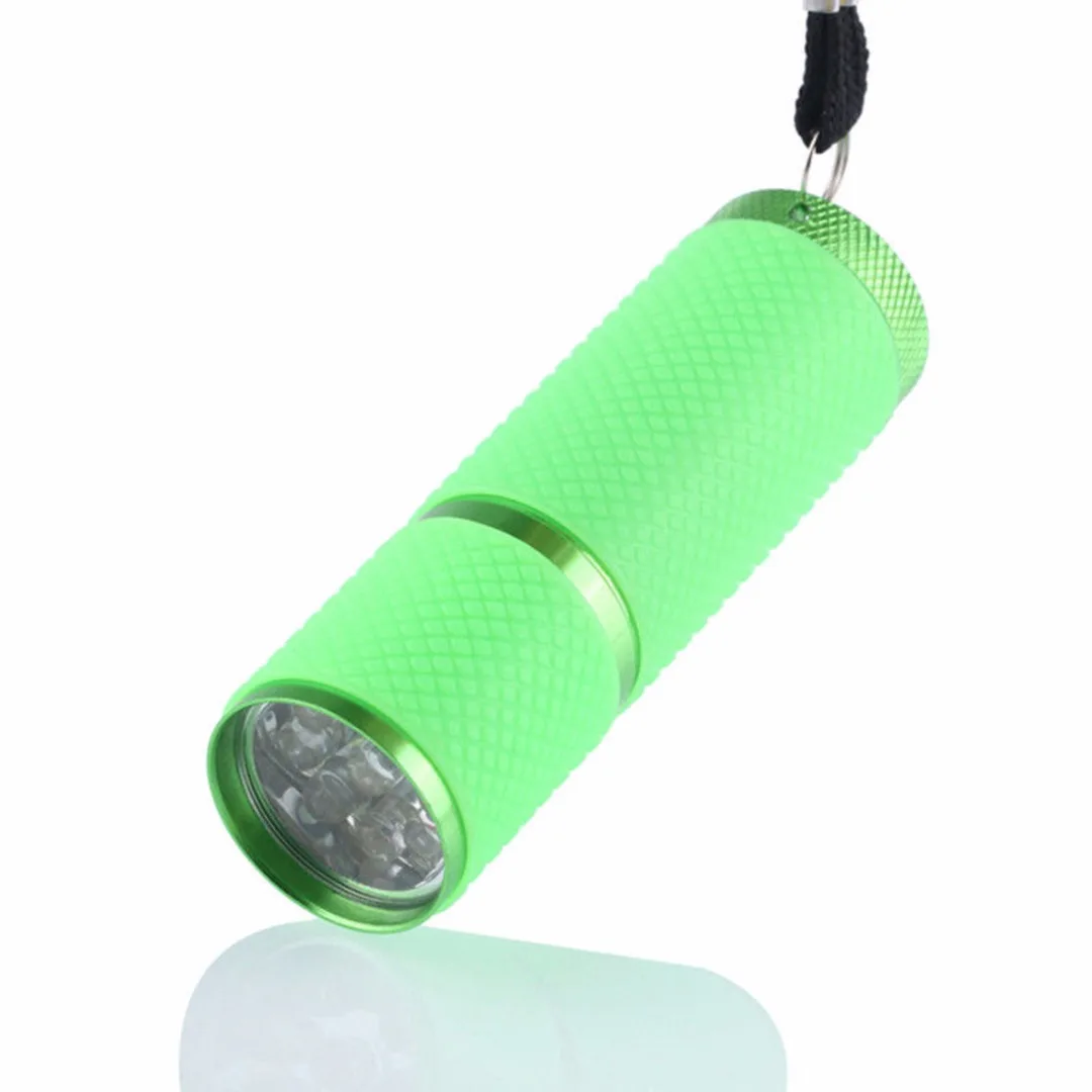 1 x Mini Portable Aluminum UV Torch 9 LED Night Light AAA Flashlight Pocket Lamp