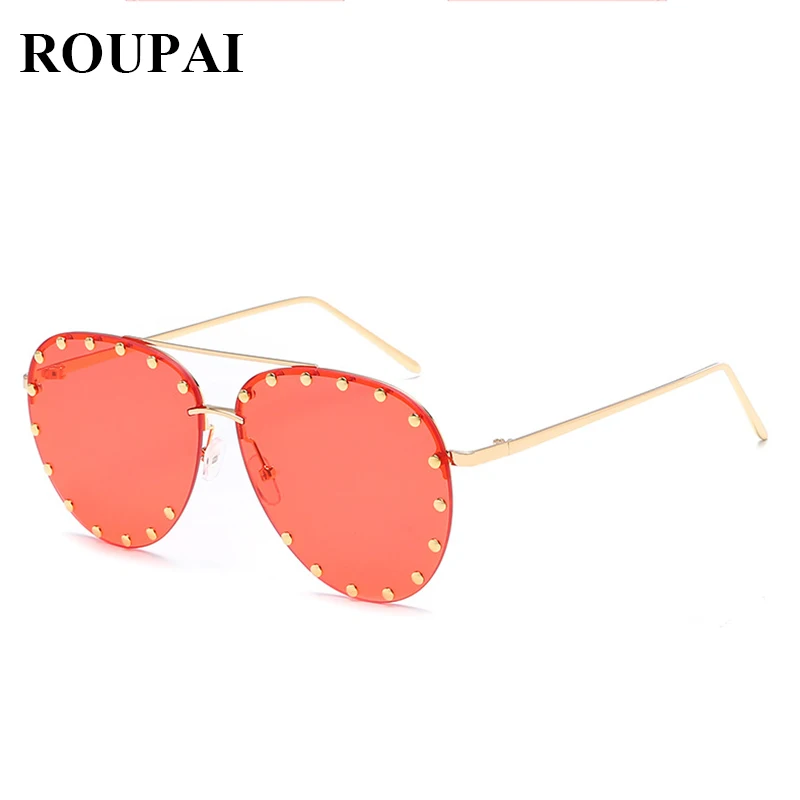2017 new style metal unisex HD sunglasses Woman men Rivet fashion sunglasses sun blinkers Men pilot vintage sunglasses uv400