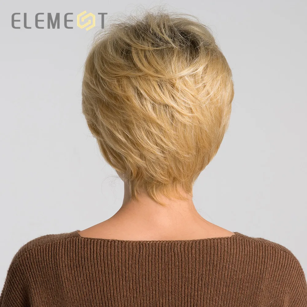 Element 6 дюймов короткий прямой синтетический парик смесь 50% человеческих волос для