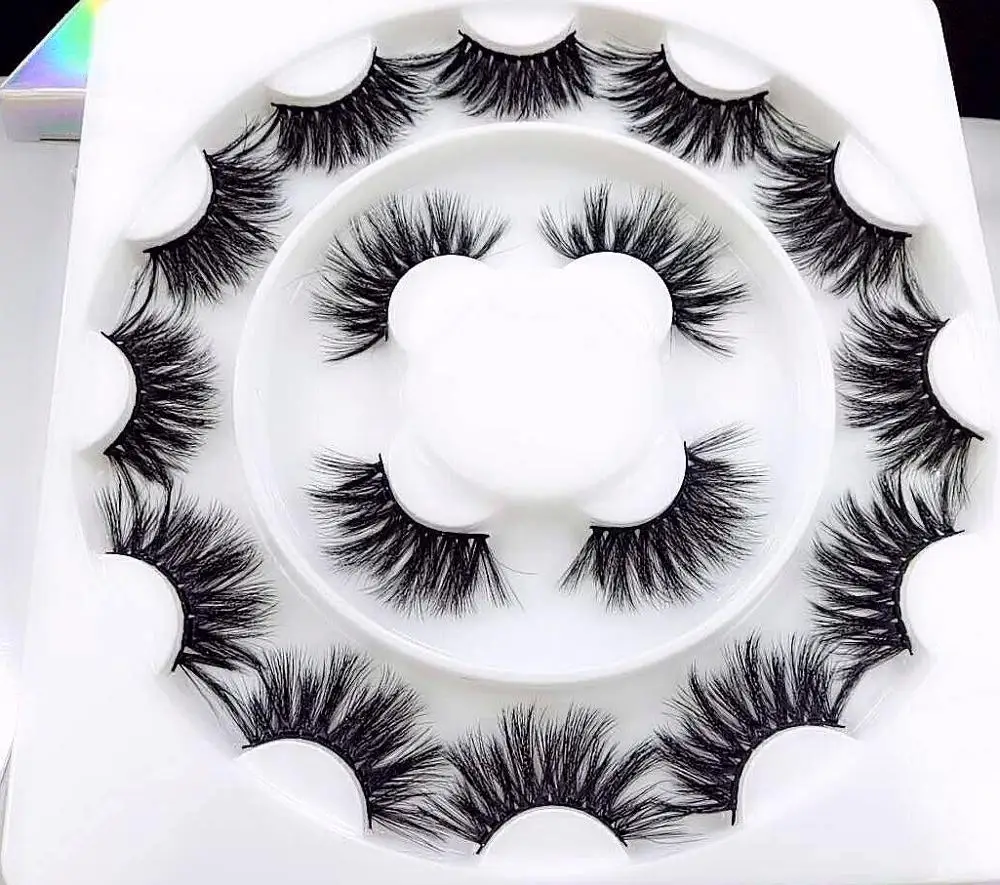 

NEW 8 Pairs 25mm 3D Mink False Eyelashes Criss-cross Fluffy Dramatic Volume Lashes Extension Silk Eyelashes Laser shiny packag