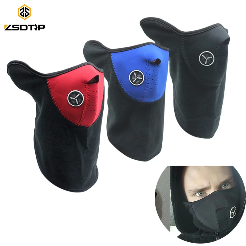 

ZSDTRP Thermal Fleece Ski Half Face Mask Cover Wind Stopper & Neck Warm Face Mask For Bike Bicycle Motorcycle (Red/Black/Blue)
