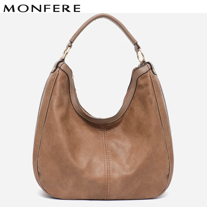 MONFERE Casual Large Womans Handbag Vegan Leather Tote Bag Fashion Daily Shoulder&Cross body ...