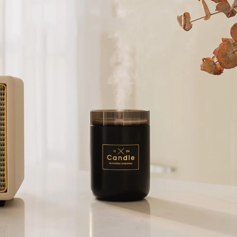 

280ML Ultrasonic Air Humidifier Candle Design Air Fresheners Romantic Light USB Essential Oil Diffuser Car Purifier Mist Maker