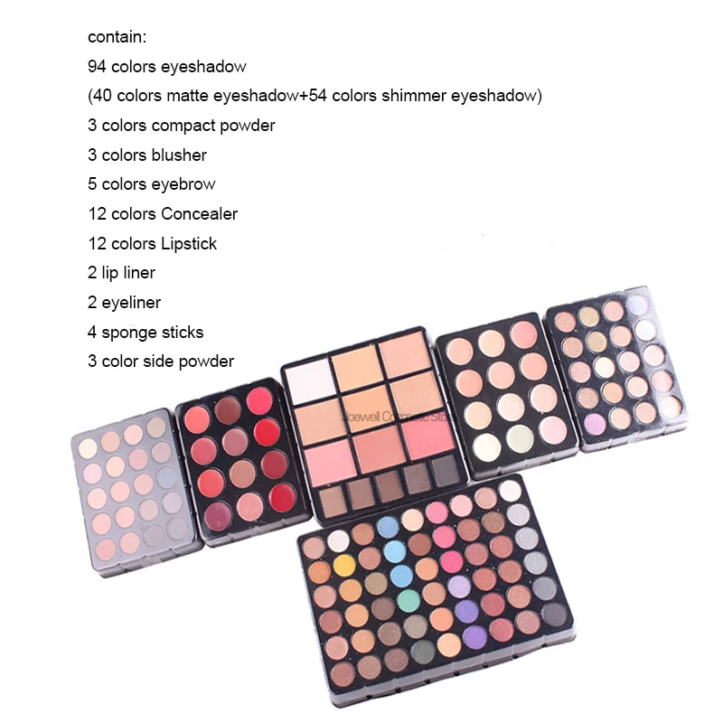 Professional 190 Color Lady Eyeshadow Palette Set Full Makeup Kit for