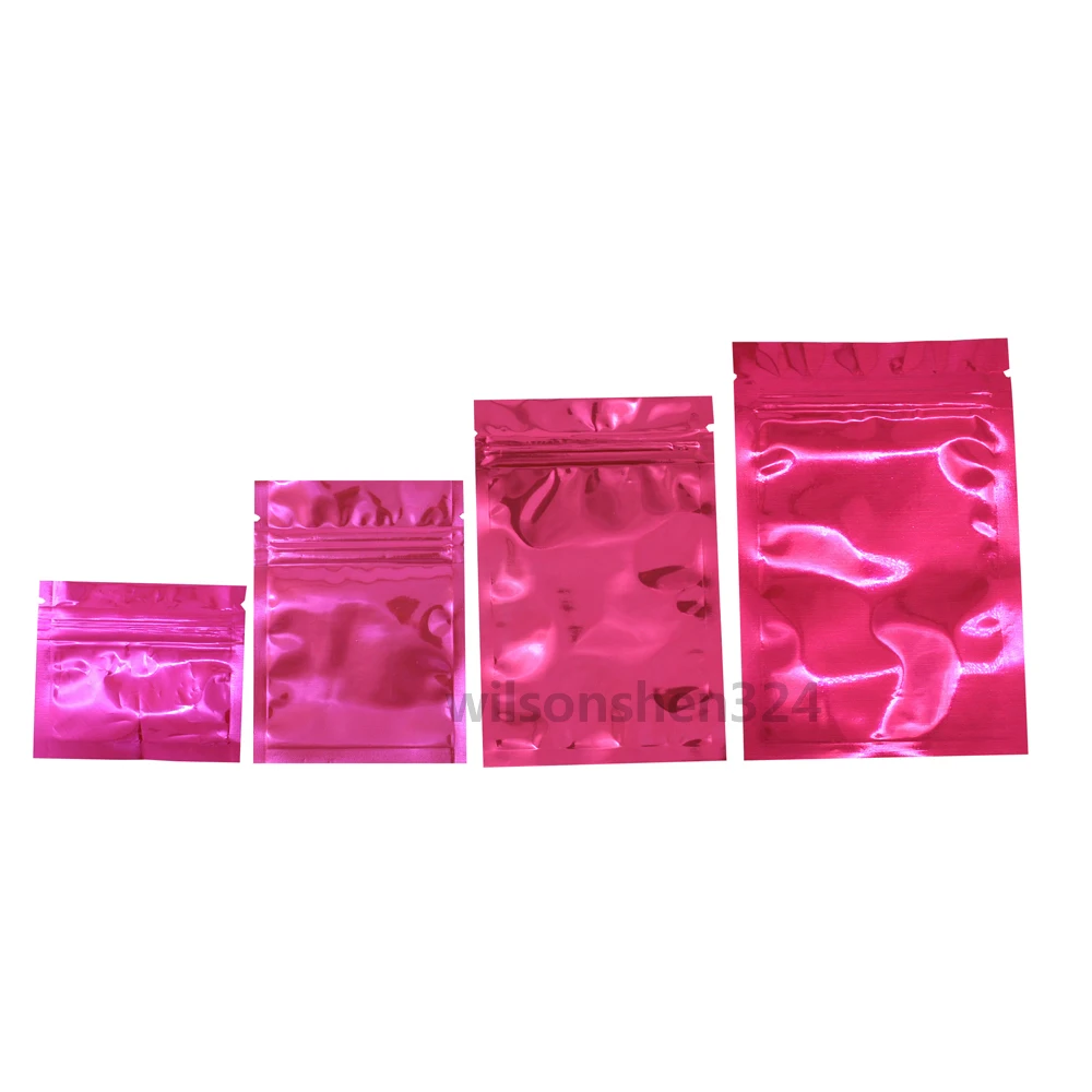 

Pink Color Pouch Glossy Pink Bag Zip lock Reusable Zip Plastic Small Pouch For Food Save,Gift,Candy, Party,Snack 100 Pcs