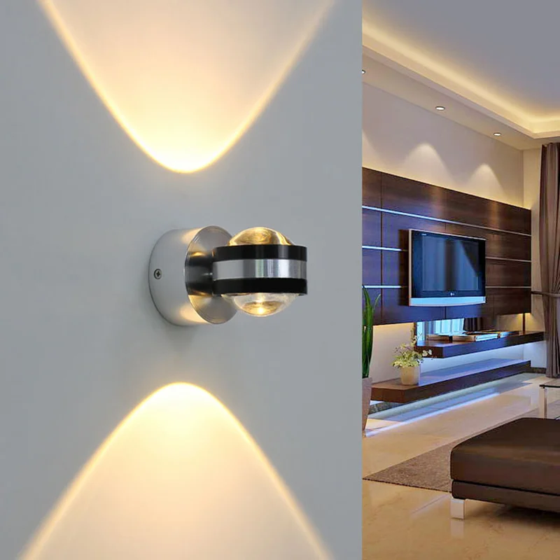 

2019NEW Led crystal wall lamp up and down lighting indoor aluminum lamp 2w6w background wall decoration corridor effect lamp