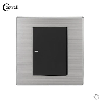 

COSWALL 1 Gang Reset Momentary Contact Luxury Switch Push Button Wall Switch Stainless Steel Panel