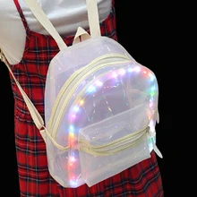 Творческий прозрачный рюкзак мини для девочек Школьный для подростков светодио дный лёгкие рюкзаки рюкзак ранец одеяло ПВХ груза падения