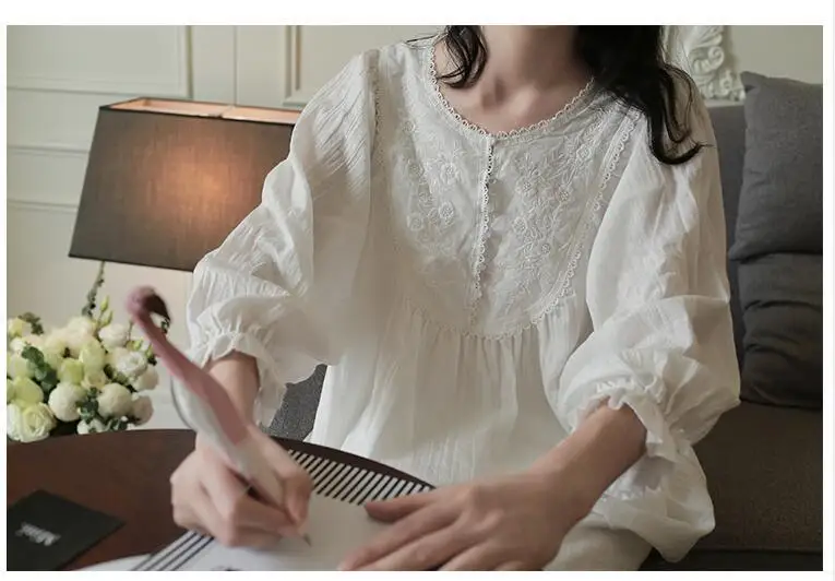 

Super Soft Comfy Homewear PJ sets Princess Sleepwear Spring Summer Women Retro Lace Nightgown European Medieval Style Pregnant