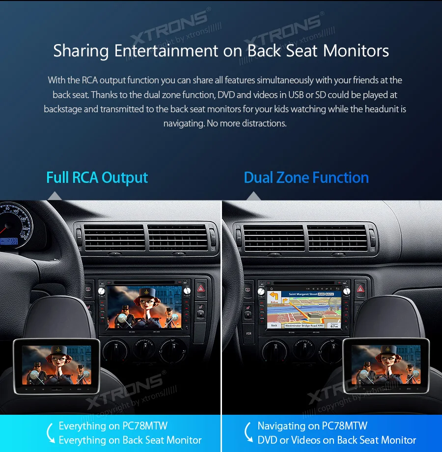 Top XTRONS 7" Touch Screen Android Car DVD Player RCA GPS Navigation for VW Volkswagen BORA GOLF MK4 LUPO CHICO for SEAT for SKODA 8
