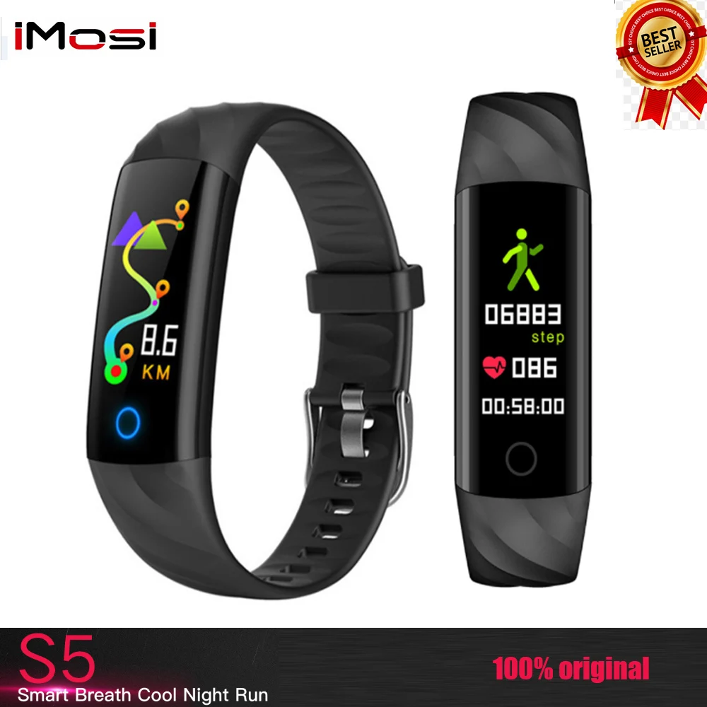 

Imosi S5 Heart Rate Smart Bracelet Waterproof Blood pressure oxygen Monitor Color Screen Activity Fitness Tracker Smart Band