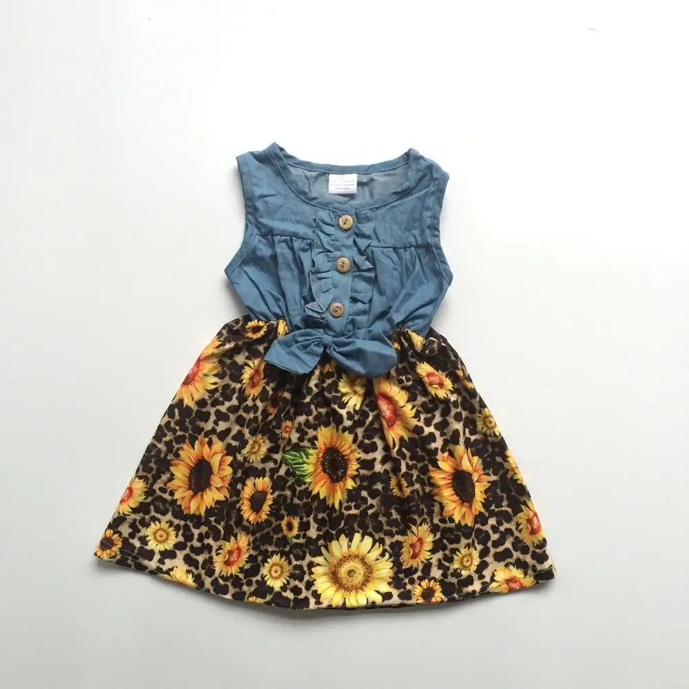 

baby girls children clothes cotton leopard sunflower zebra mint Denim Blue ruffle dress boutique summer floral tie knee length