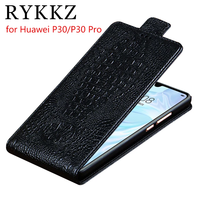 

RYKKZ Genuine Leather Flip Up and Down Case Cover For Huawei P30 Protective Mobile Phone Stand Case Leather For Huawei P30 Pro