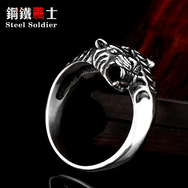 Мужское винтажное Открытое кольцо из нержавеющей стали с тигром|open ring|ring vintagering